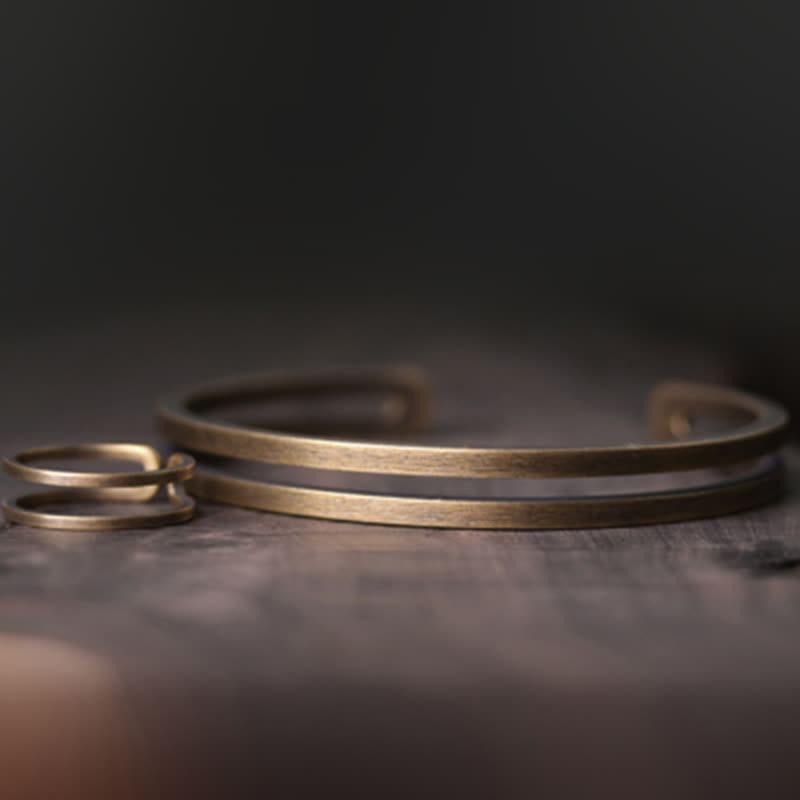 Pulsera vikinga de la suerte de cobre rústico con Buddha Stones