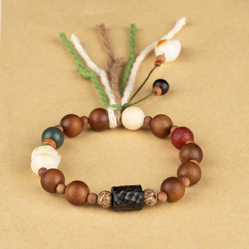Buddha Stones, rayo, madera, semilla Bodhi, garra de gato, protección auspiciosa, pulsera con borlas - image 2