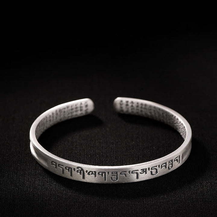 Pulsera de protección Sutra de corazón con seis palabras verdaderas de plata de ley 999 con Buddha Stones