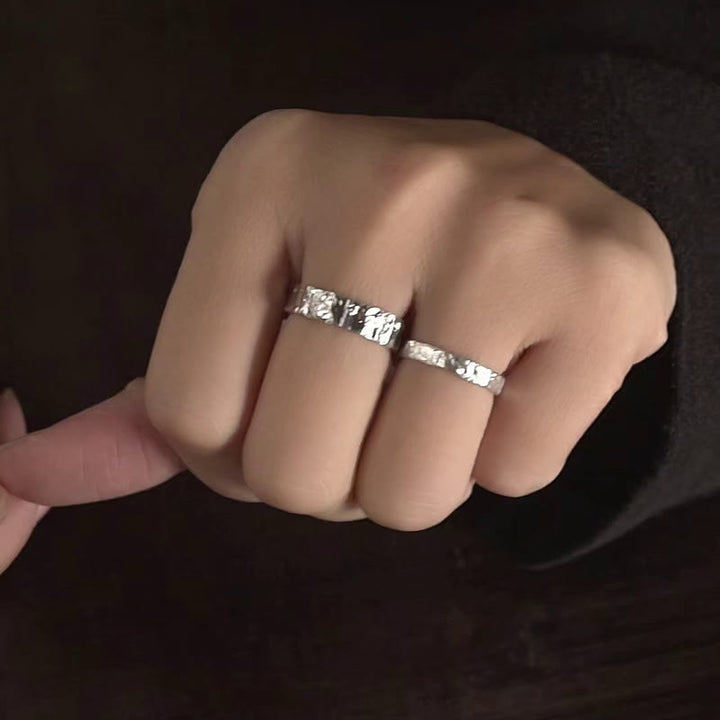 Anillo de pareja de bendición de diseño simple de plata de ley 925