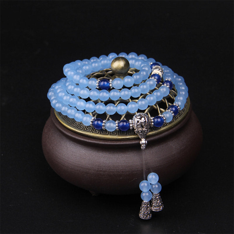 Pulsera curativa de cristal azul de 108 cuentas Mala