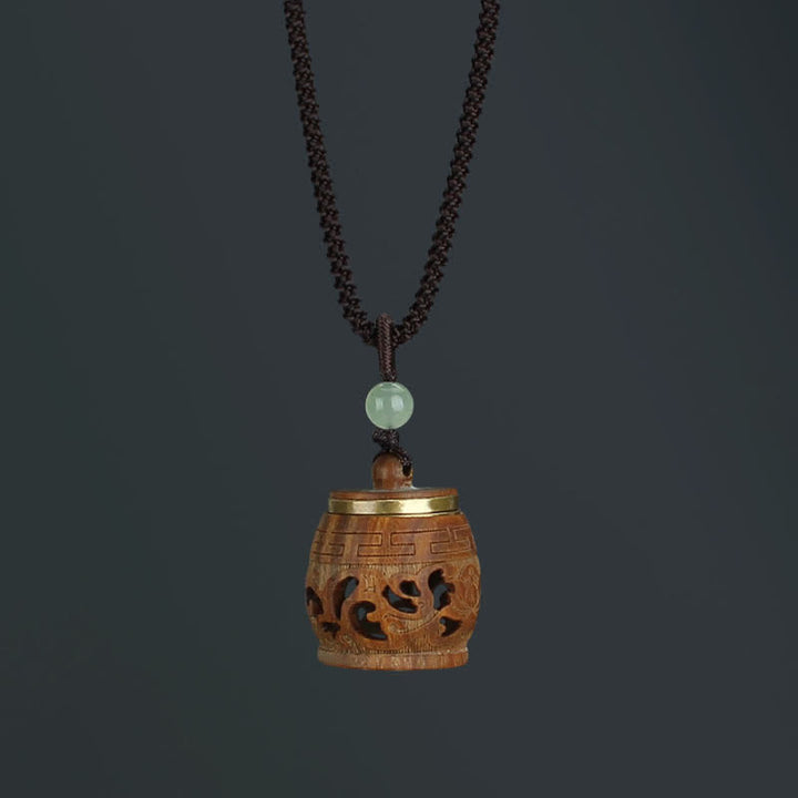 Buddha Stones Tíbet Sándalo Verde Palisandro Om Mani Padme Hum Loto Collar Calmante Positivo Colgante - Palosanto en forma de tambor - image 18