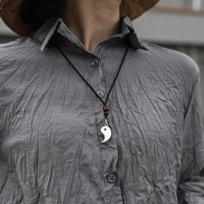 Collar con colgante de armonía Yin Yang de plata de ley 990 con Buddha Stones - image 10