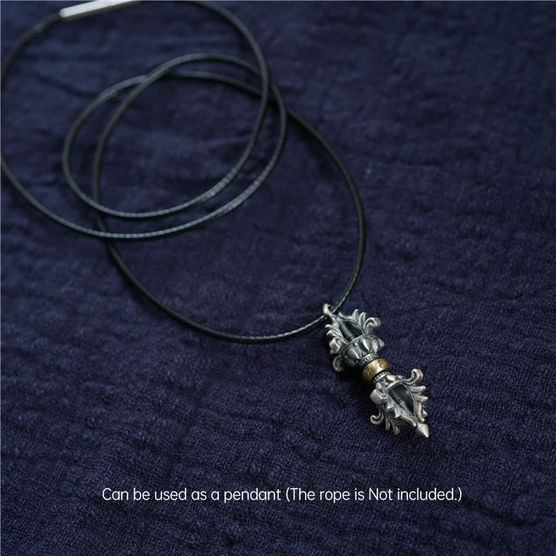 Buddha Stones de Plata de Ley 925 Om Mani Padme Hum Dorje Vajra colgante de fuerza grabado decoración colgante