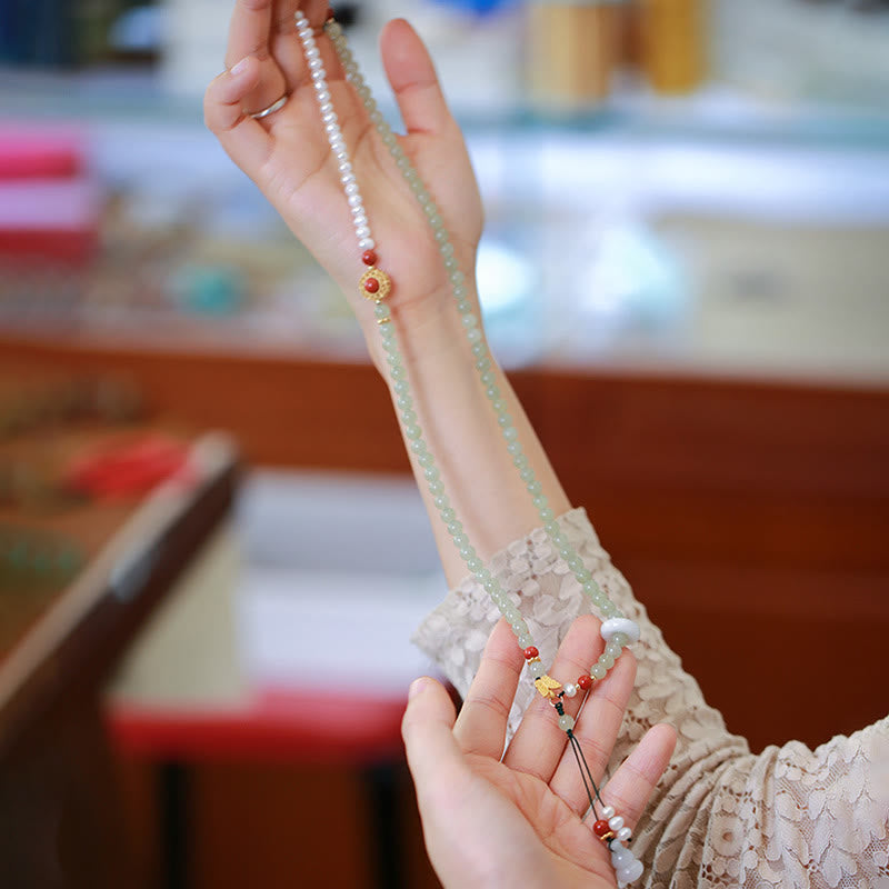 Pulsera de la suerte de la calabaza de la mariposa de la perla del jade hetiano natural del oro plateado de plata esterlina de las Buddha Stones