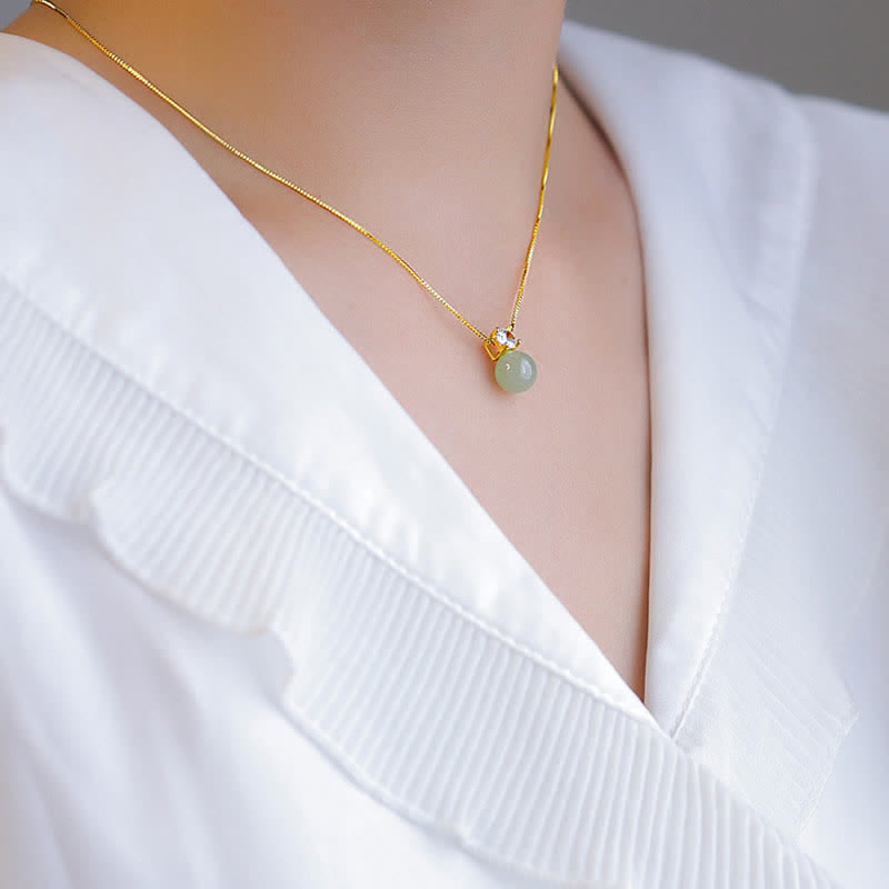 Colgante de collar de cadena de prosperidad de jade con cuentas de la suerte de Buddha Stones