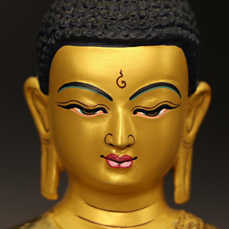 Estatua decorativa chapada en oro y cobre de la compasión del Buda de la medicina Shakyamuni