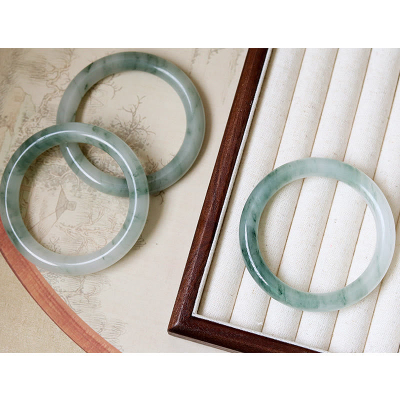 Brazalete de prosperidad de la suerte de jade natural con Buddha Stones