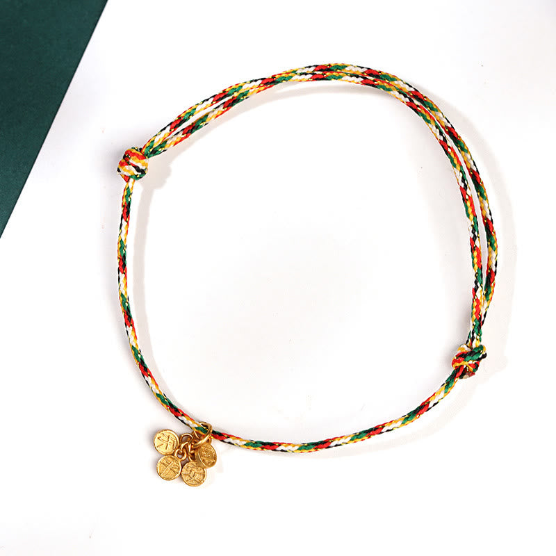 Buddha Stones auspicioso personaje Fu paz y alegría suerte pulsera multicolor hecha a mano para niños y adultos
