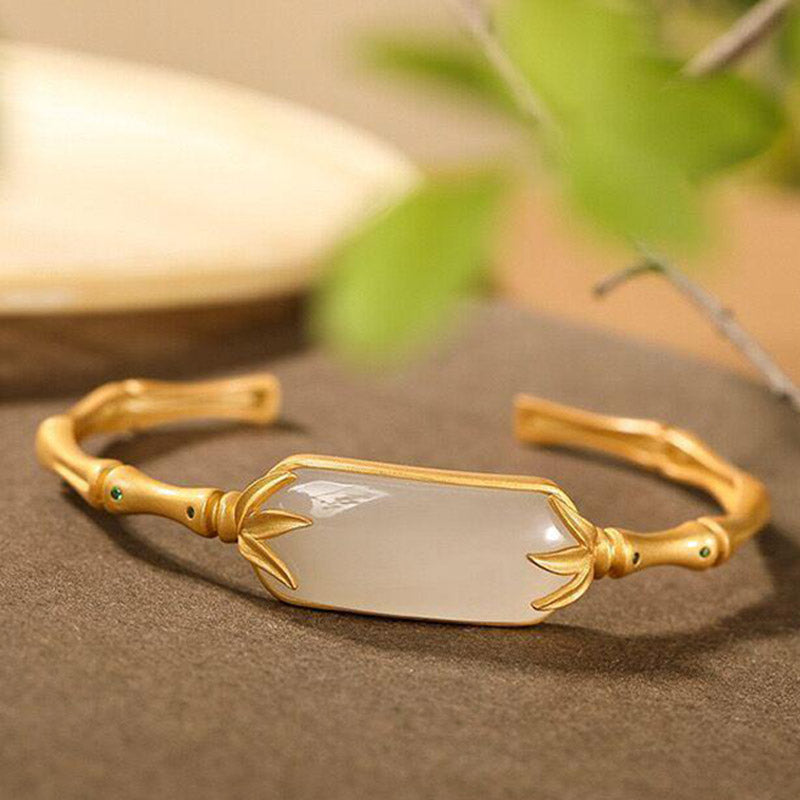 Pulsera de la suerte de jade blanco de plata de ley 925 con Buddha Stones, brazalete ajustable