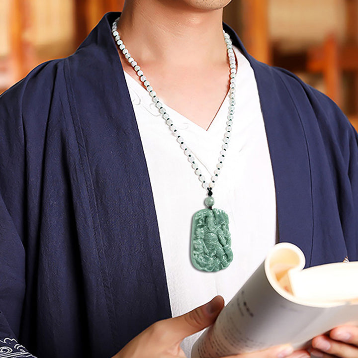 Colgante de collar de riqueza de amuleto de Guan Gong de jade natural