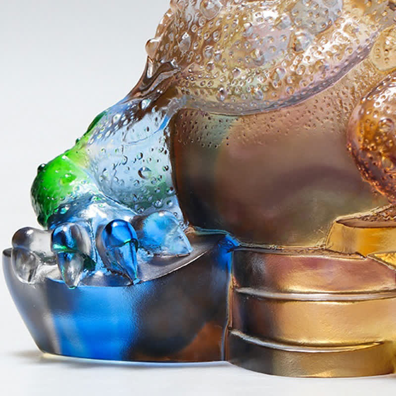 Feng Shui Rana hecha a mano Liuli Crystal Art Piece Riqueza Decoración de la Oficina del Hogar