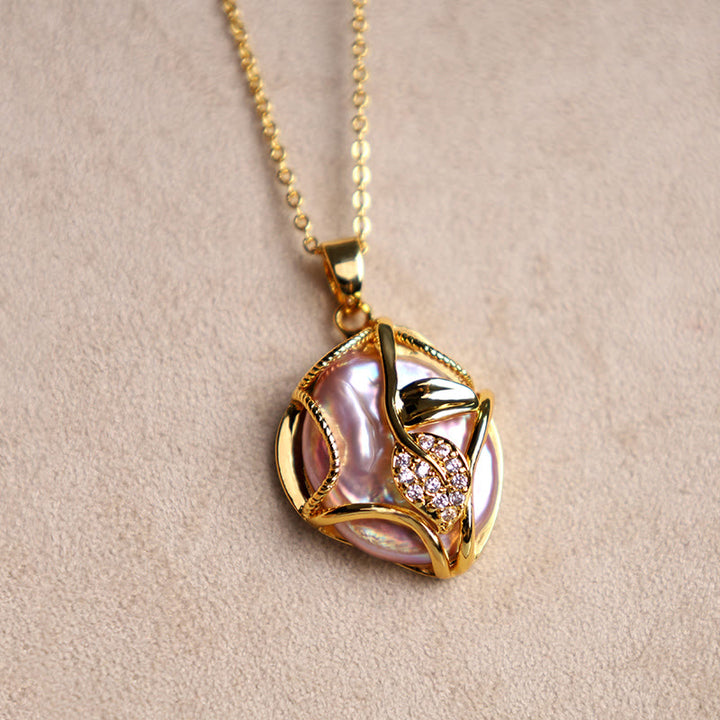 Collar con colgante de sinceridad de flores de perlas barrocas naturales de cobre chapado en oro de 18 Buddha Stones