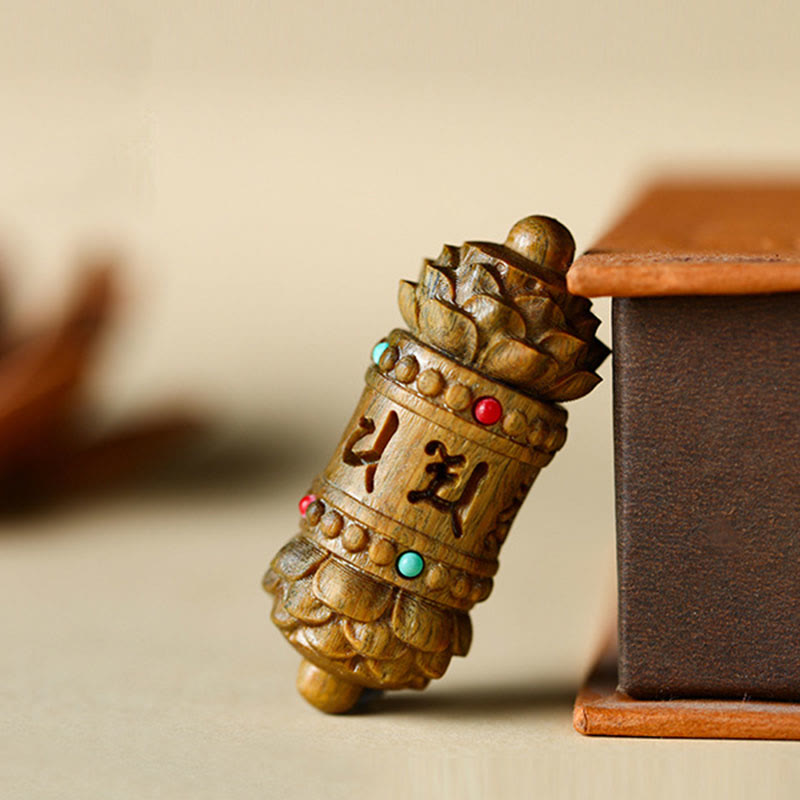 Buddha Stones Tíbet Sándalo Verde Palisandro Om Mani Padme Hum Loto Collar Calmante Positivo Colgante - image 2