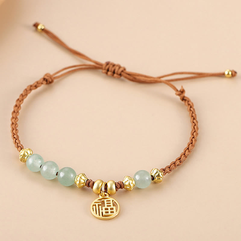 Pulsera de cuerda con Buddha Stones , personaje Fu