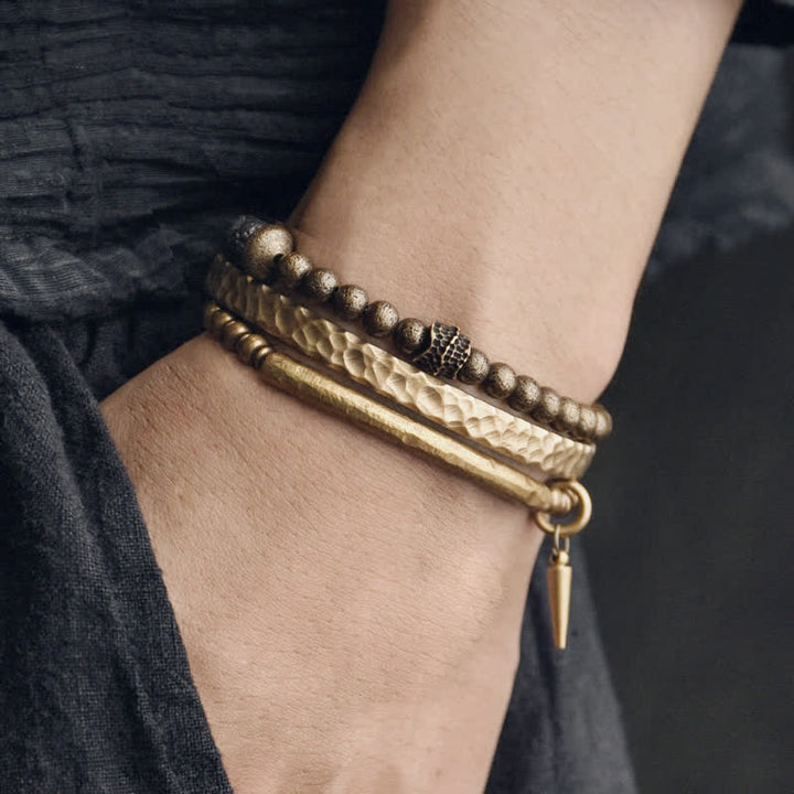 Brazalete de pulsera de equilibrio de cobre de piedra de roca de lava