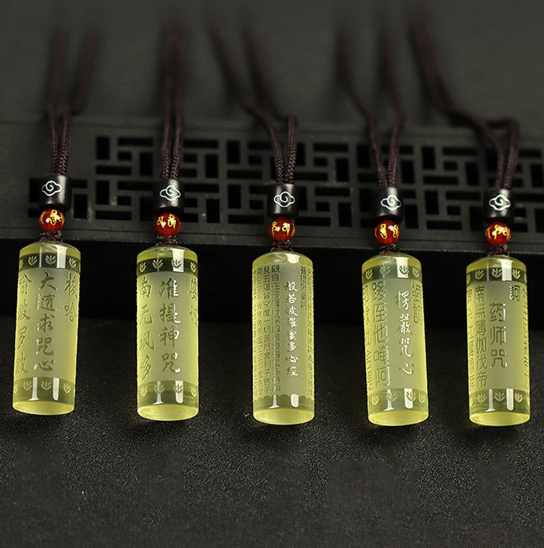 Colgante de collar de fuerza de felicidad de citrino de Sutra del corazón