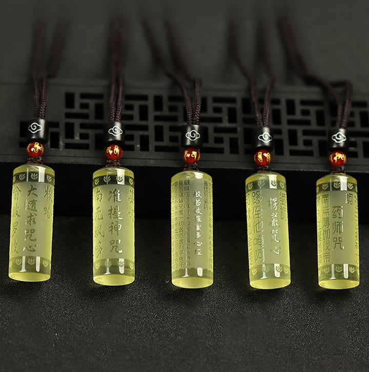 Colgante de collar de fuerza de felicidad de citrino de Sutra del corazón