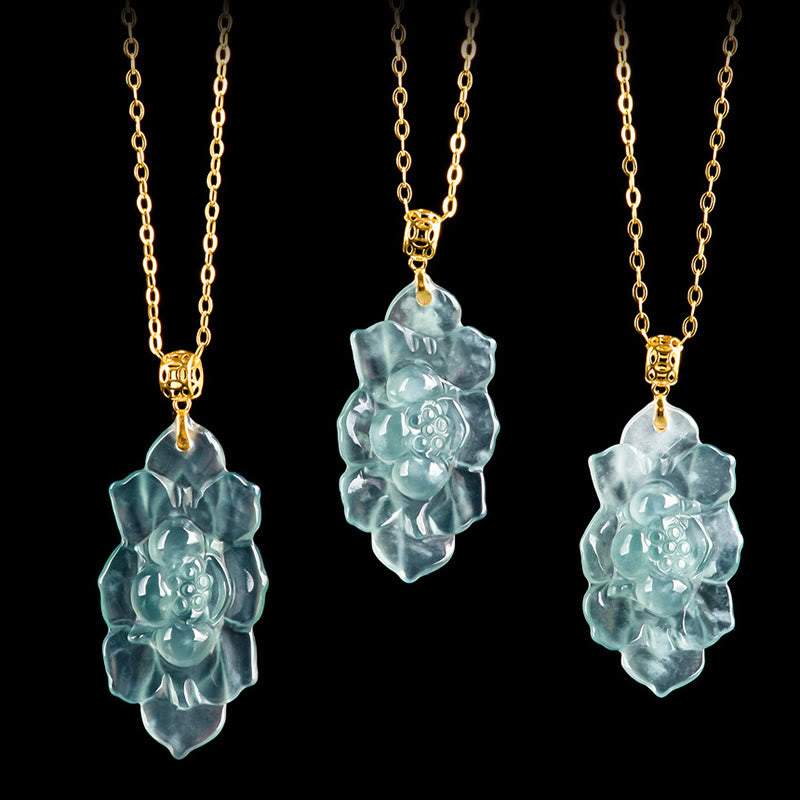 Collar con colgante de prosperidad con Buddha Stones, cadena de plata de ley 925, hebilla de oro de 18 quilates y diseño de loto de jade natural. - image 7