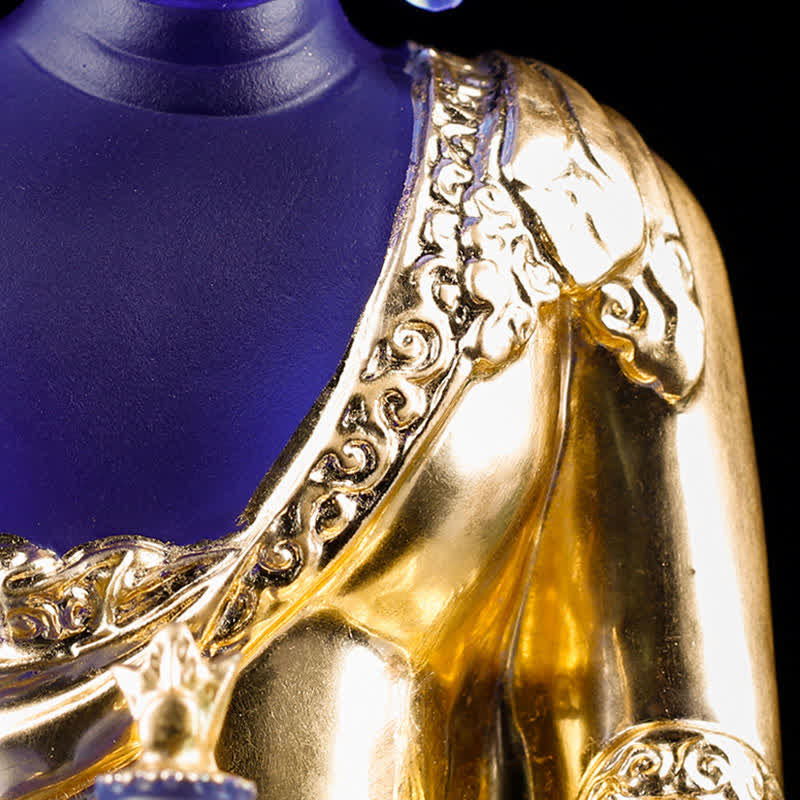 Buda medicinal hecho a mano Liuli Crystal Art Piece estatua de compasión decoración de oferta en casa y oficina