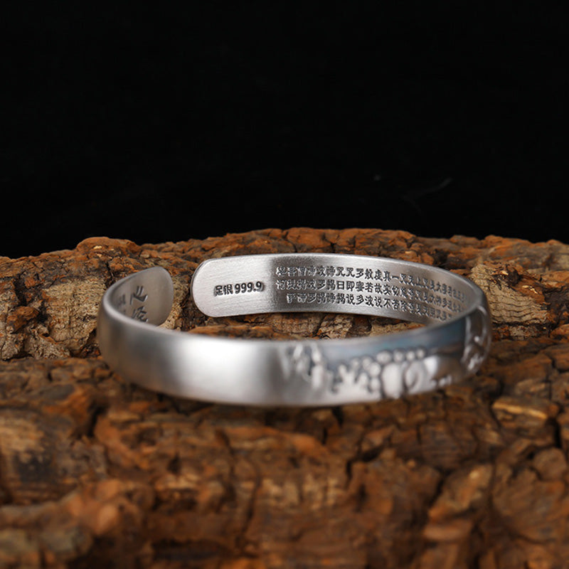 Pulsera de plata de ley 999 con Buddha Stones , cabeza de Buda, corazón, Sutra Serenity