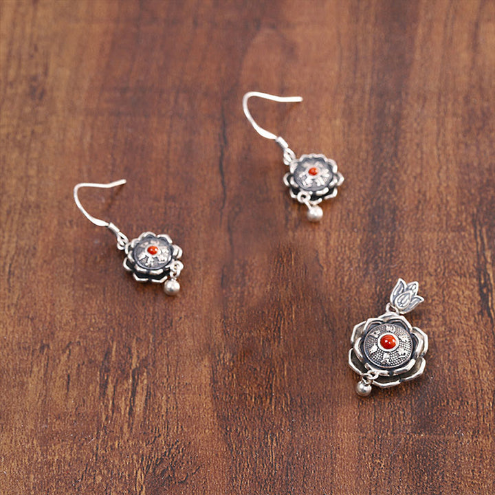 Pendientes colgantes de plata de ley 925 Om Mani Padme Hum Lotus Peace - image 10