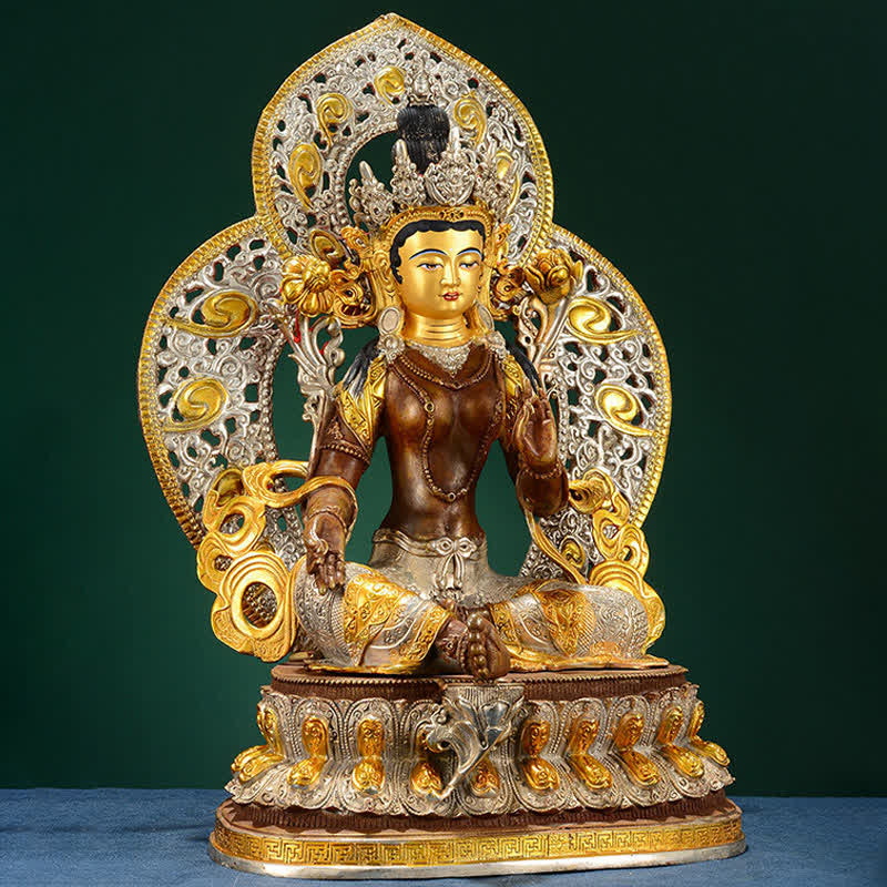 Decoración de estatua de cobre Bodhisattva Green Tara Hope