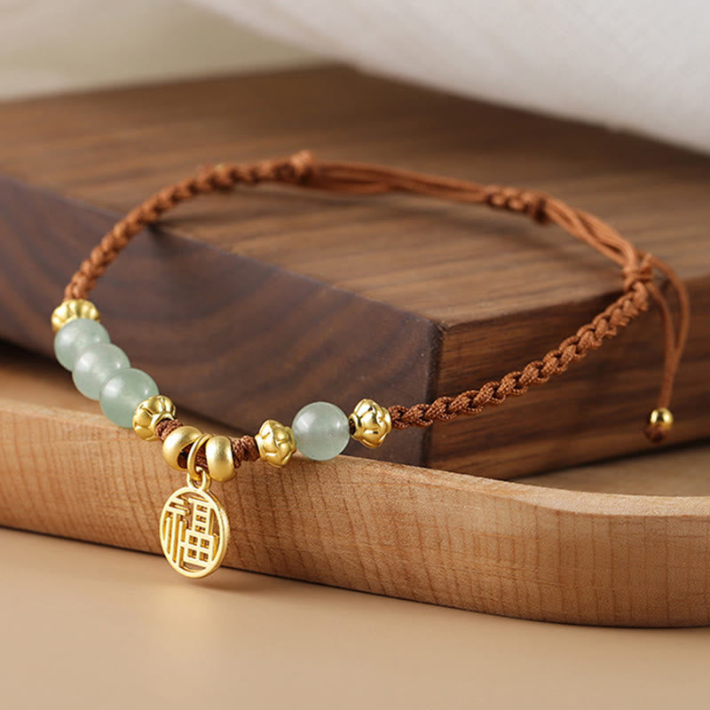 Pulsera de cuerda con Buddha Stones , personaje Fu