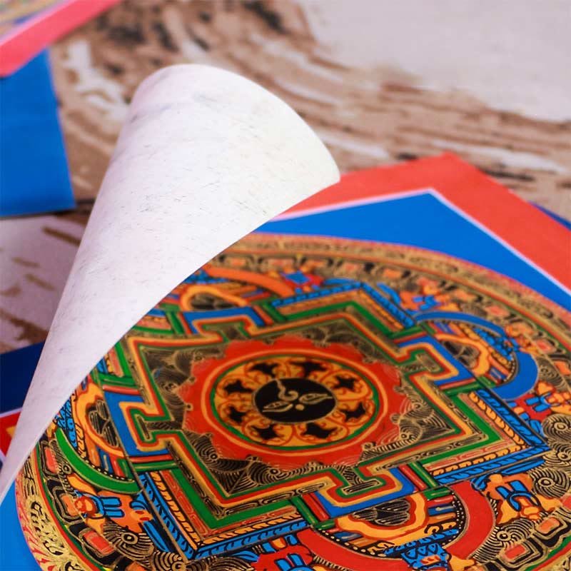 Caja ciega tibetana hecha a mano Thangka pintura bendición Thangka patrón de Color aleatorio