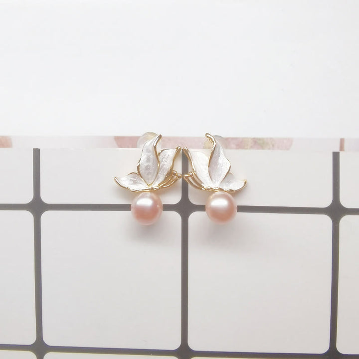 Pendientes de plata de ley 925 con Buddha Stones , chapados en cobre, oro, perlas naturales, mariposa, sabiduría