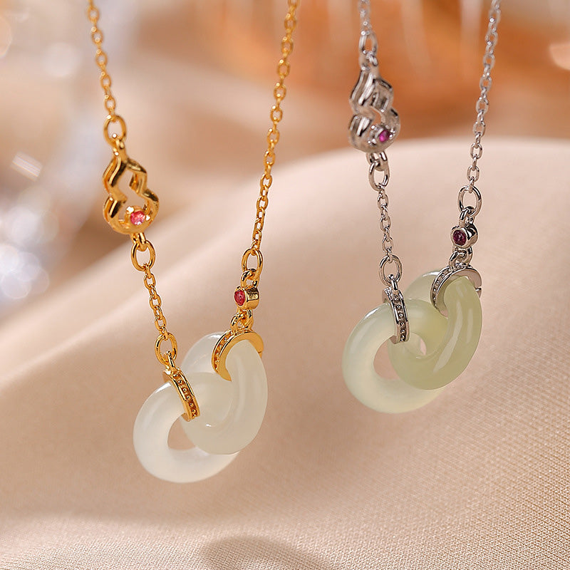 Collar con colgante de cadena de plata de ley 925 con Buddha Stones , redondo, jade, suerte y prosperidad