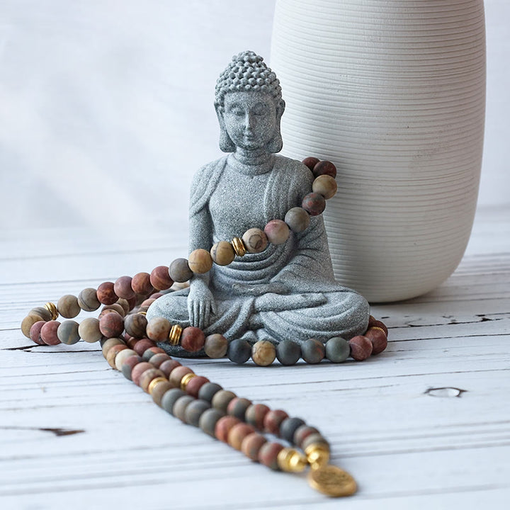 Paquete de regalo curativo de meditación tibetana con Buddha Stones
