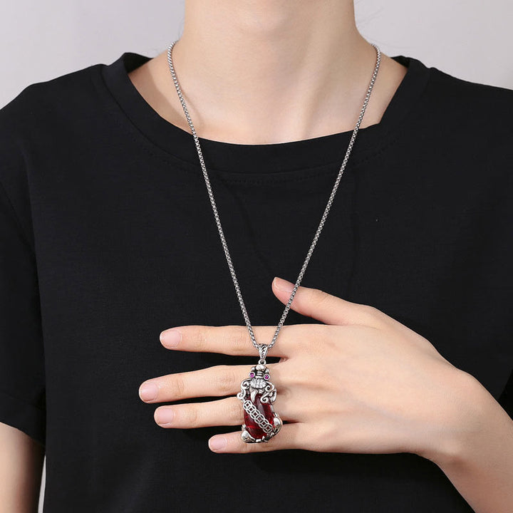 Buddha Stones PiXiu granate cobre moneda riqueza suerte collar colgante - image 4
