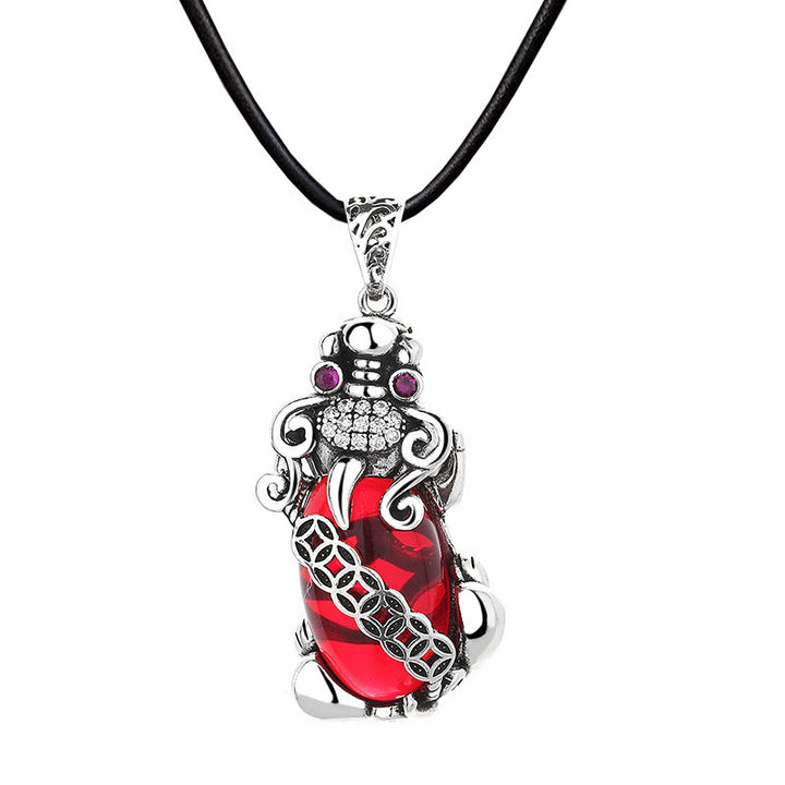 Buddha Stones PiXiu granate cobre moneda riqueza suerte collar colgante - image 8