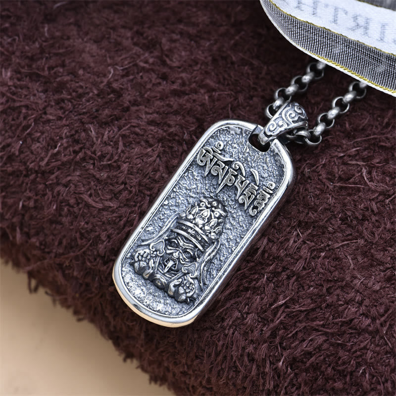 Collar con colgante de plata de ley 925 con Buddha Stones Zakiram, diosa de la riqueza Om Mani Padme Hum - image 5