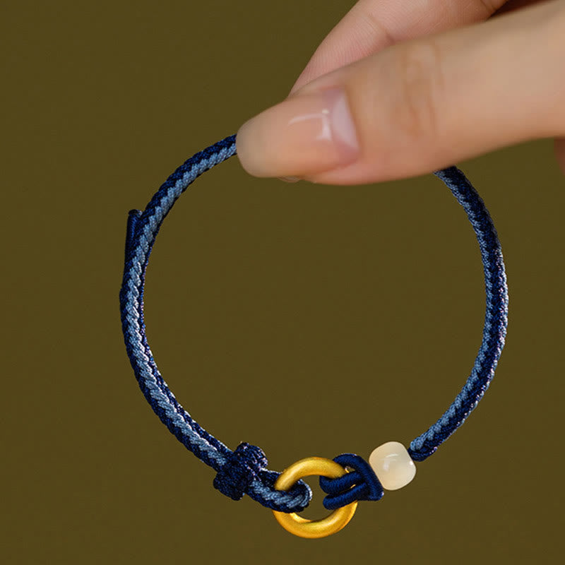 Pulsera de la fortuna con cuerda de jade hetiano y hebilla de la paz de plata de ley 999 con Buddha Stones