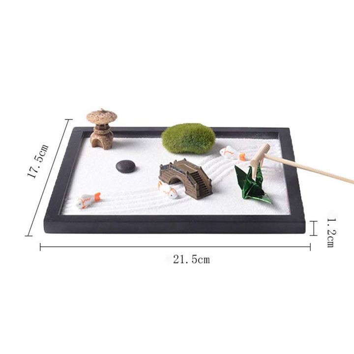 Pez Koi Pequeño Puente Hierba Paisaje Paz Meditación Zen Jardín Decoración