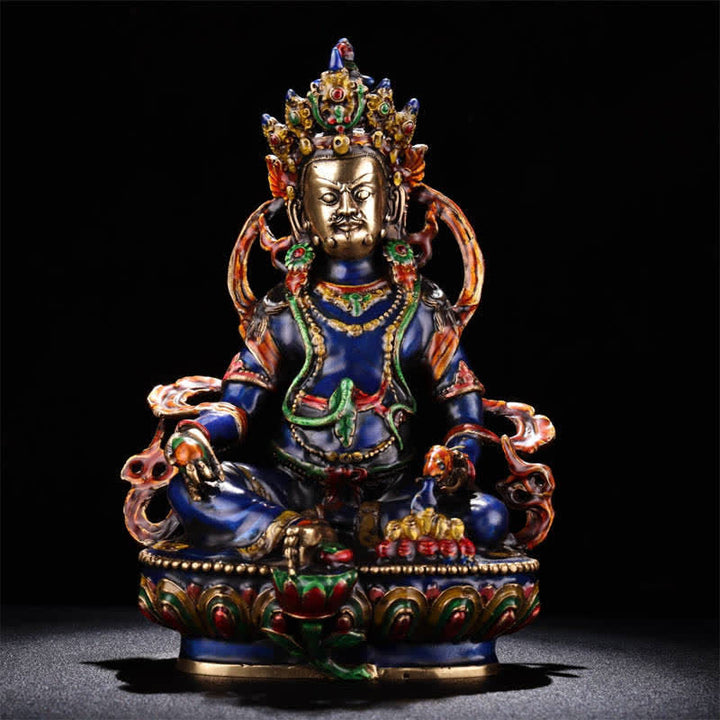 Estatuilla amarilla de Jambhala Bodhisattva, estatua de cobre de serenidad, decoración del hogar