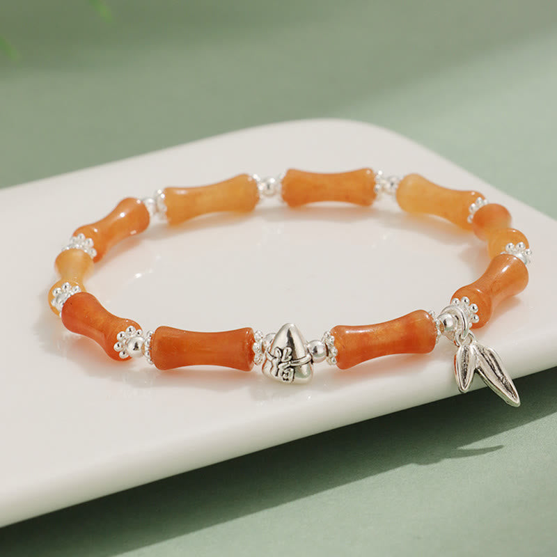 Buddha Stones Peridoto Jade Blanco Fresa Cuarzo Aventurina Verde Bambú Fu Carácter Suerte Pulsera