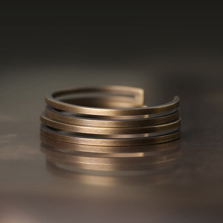 Pulsera vikinga de la suerte de cobre rústico con Buddha Stones