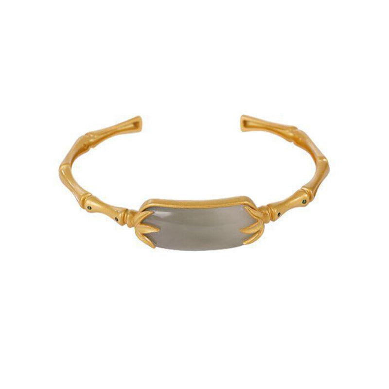 Pulsera de la suerte de jade blanco de plata de ley 925 con Buddha Stones, brazalete ajustable