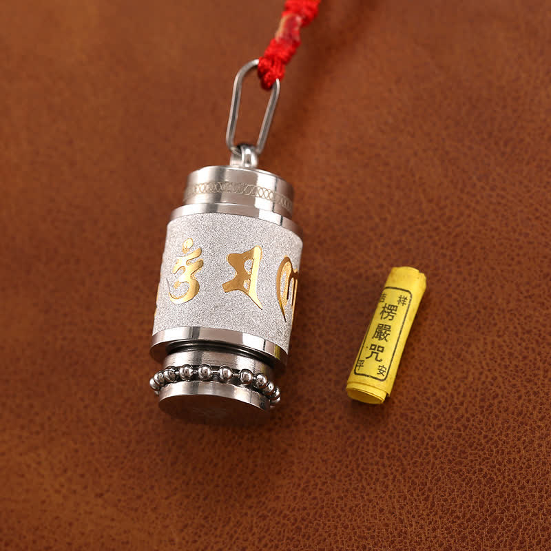 Buddha Stones Tíbet Om Mani Padme Hum Shurangama Mantra Titanio Acero Sabiduría Amuleto Collar Colgante - image 12