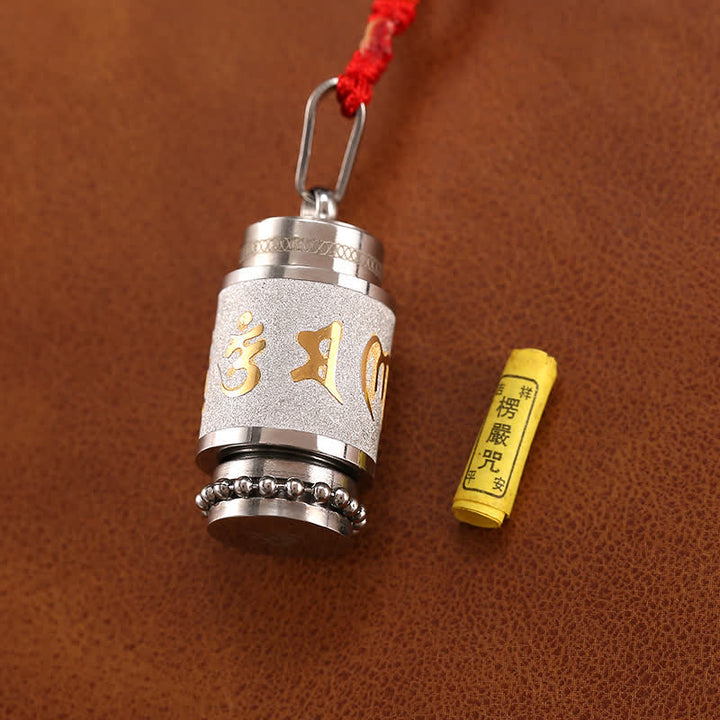 Buddha Stones Tíbet Om Mani Padme Hum Shurangama Mantra Titanio Acero Sabiduría Amuleto Collar Colgante - image 12