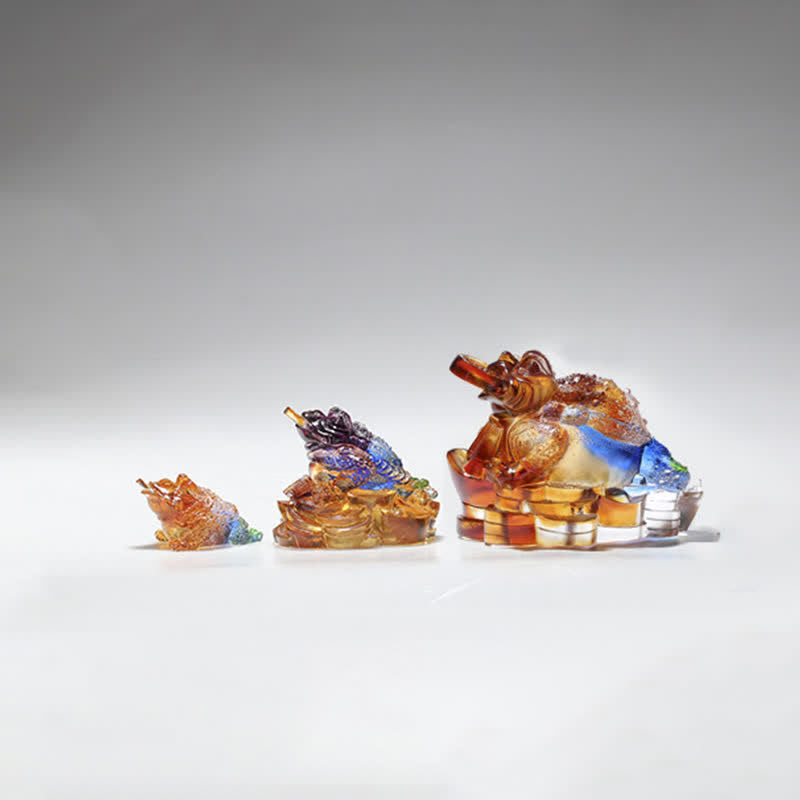 Feng Shui Rana hecha a mano Liuli Crystal Art Piece Riqueza Decoración de la Oficina del Hogar