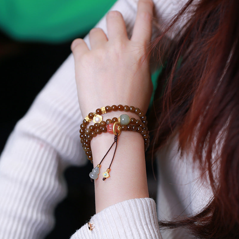 Collar de pulsera de suerte de prosperidad de calabaza de mariposa de jade