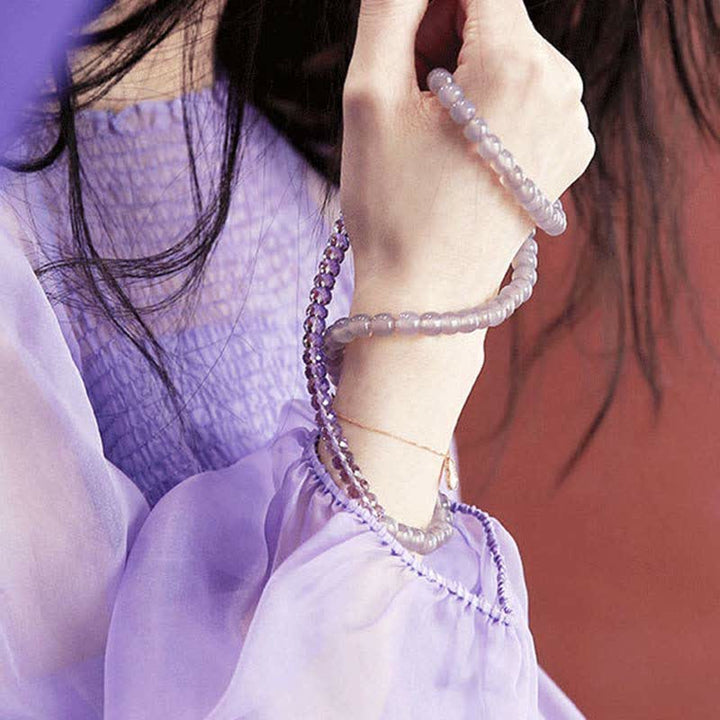 Pulsera curativa de meditación de cristal de amatista natural