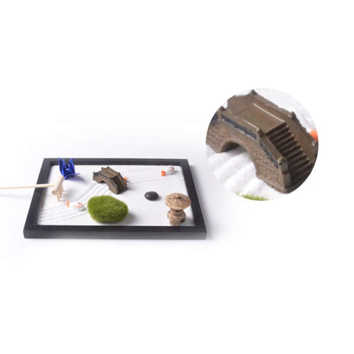 Pez Koi Pequeño Puente Hierba Paisaje Paz Meditación Zen Jardín Decoración