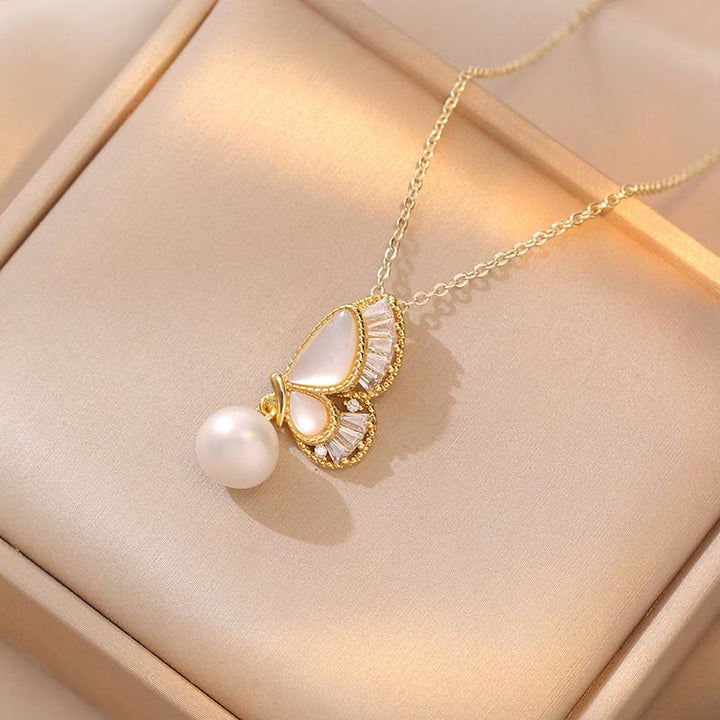 Juego de pendientes y collar curativo con cuentas de perlas de piedra Tridacna de Buddha Stones