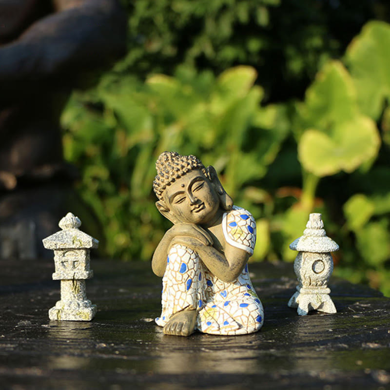 Estatua de resina de serenidad de Buda Zen meditando, decoración del hogar