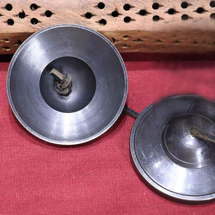 Campana tibetana Tingsha de cobre, decoración de la suerte con bolsa